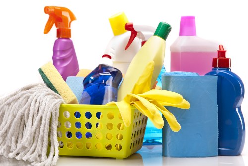 Local cleaner handling kitchen and bathroom reset in a Richmond Airbnb property