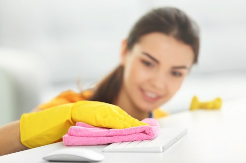 Cleaner Richmond team applying safety procedures during a professional clean